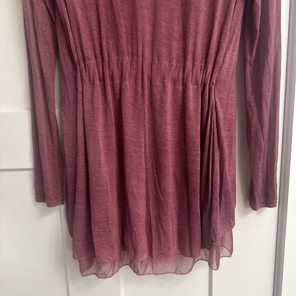 Gigi Moda Silk Open Cardigan Sz S Burgundy Italy Fairy Artsy Lagenlook Sheer - Picture 6 of 14